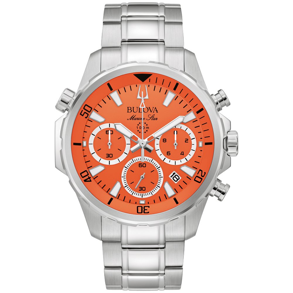Bulova Marine Star Chronograph Quartz Orange Dial Men s Watch