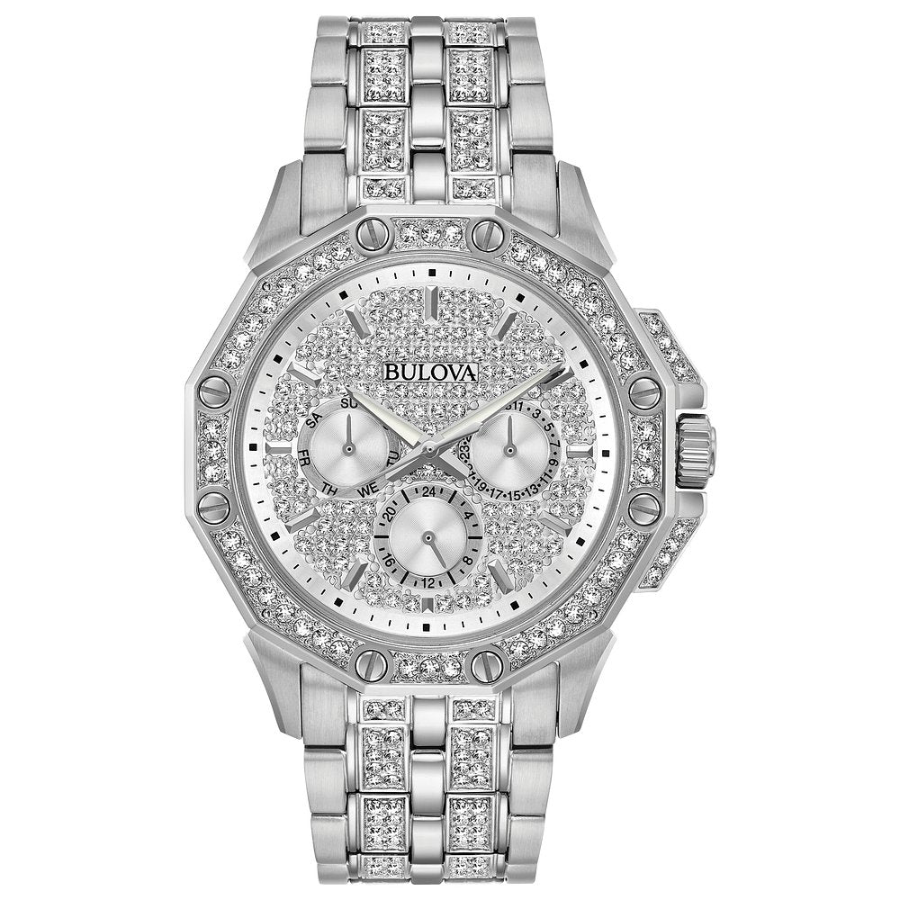Bulova Men's Stainless Steel & Crystal-Accent Bracelet Watch