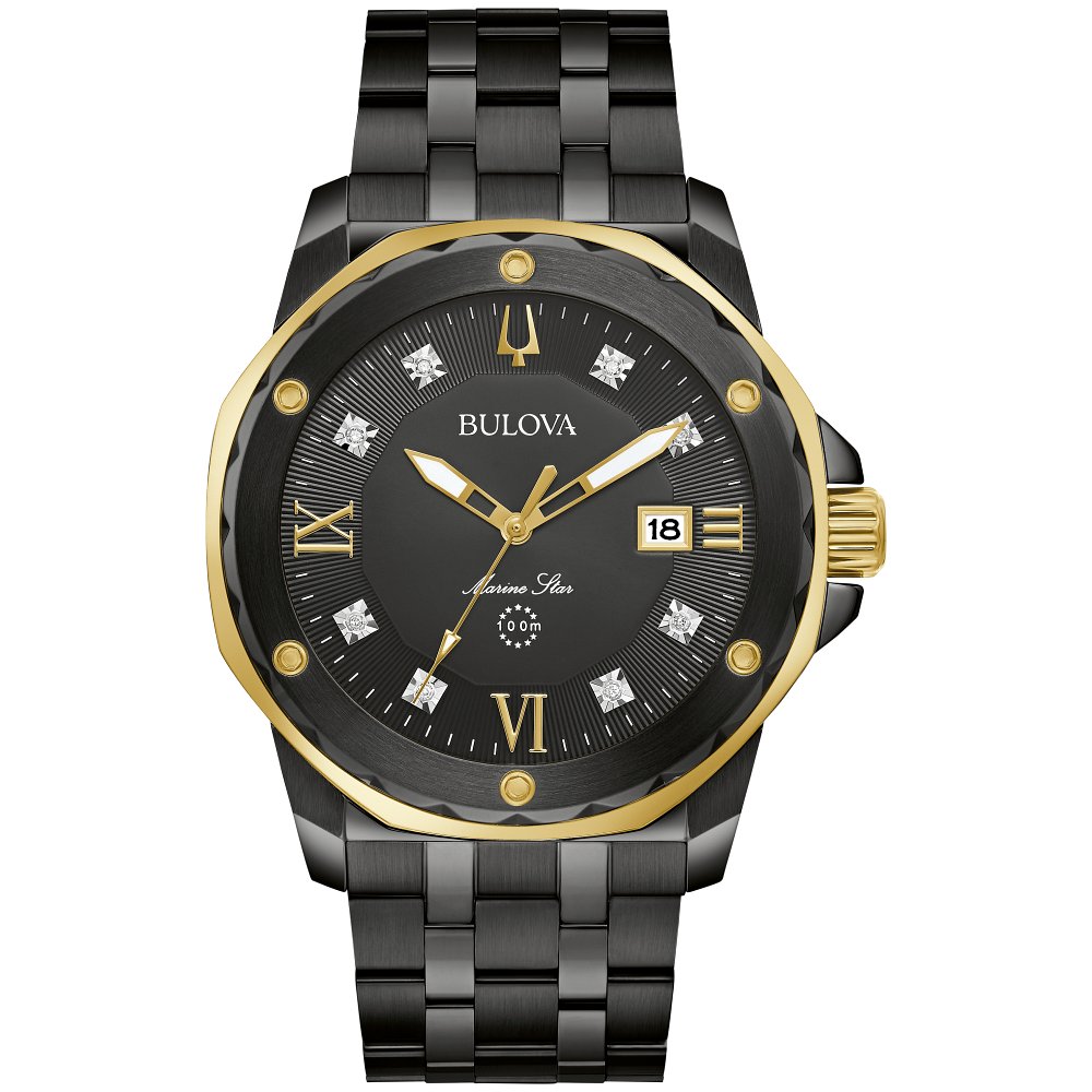 Bulova Marine Star Quartz Diamond Black Dial Men