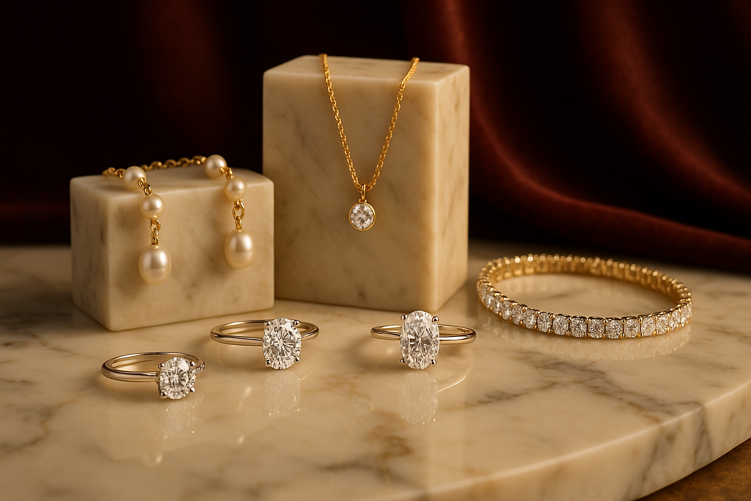 a hero media banner for a jewelry store, don't want anything specific, just jewerly with a background