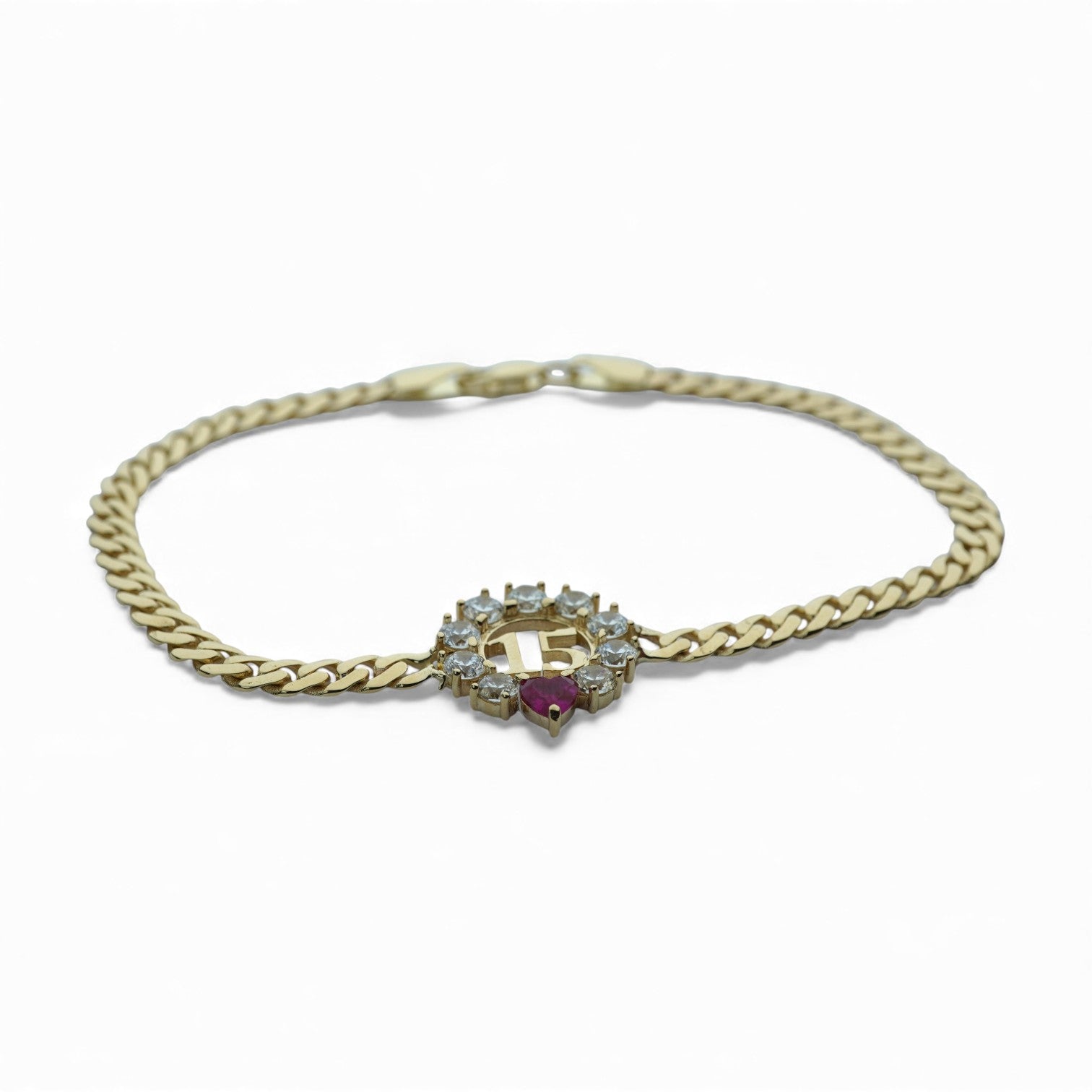 14k 15 Años Cuban Bracelet W/CZ
