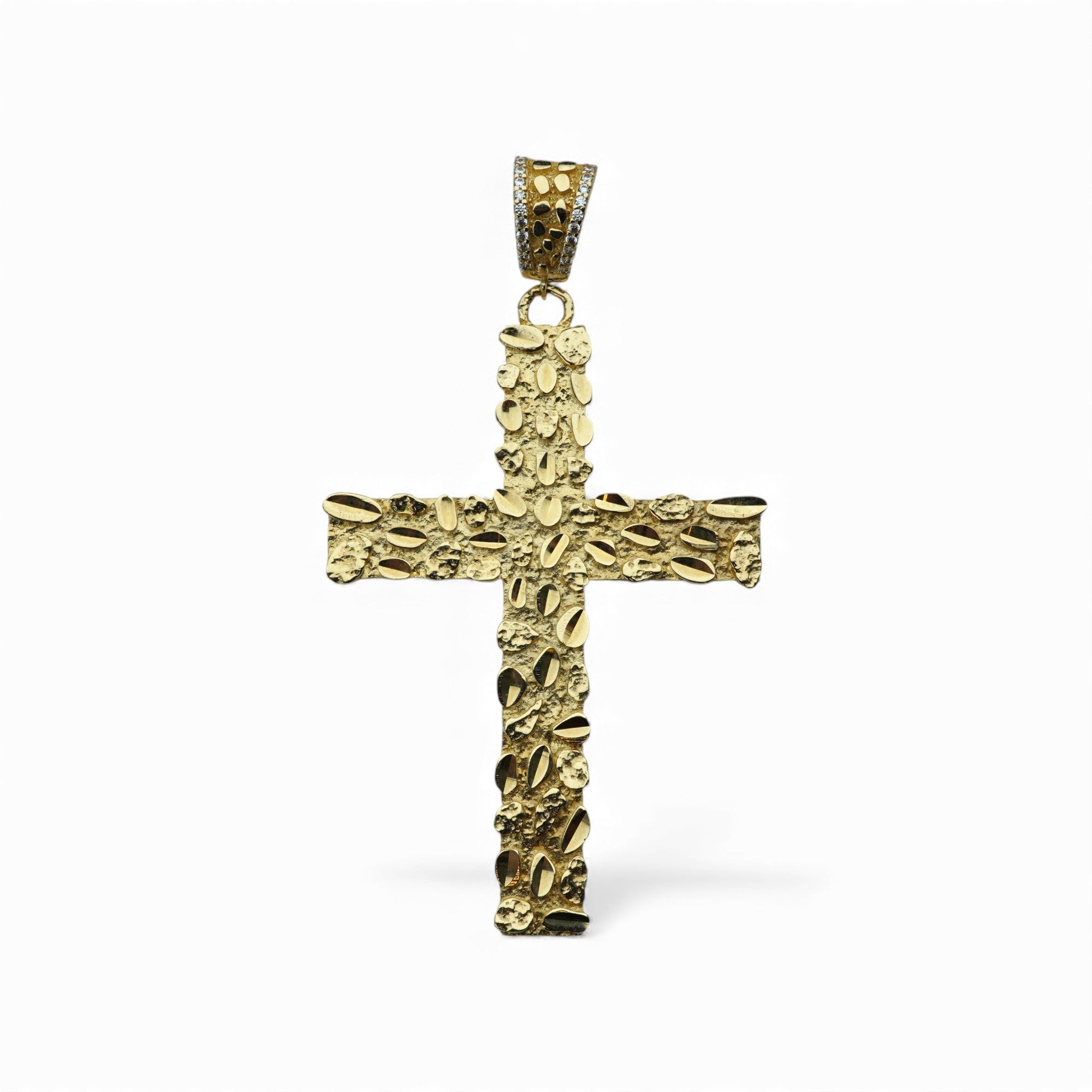 14k Yellow Gold Nugget Cross