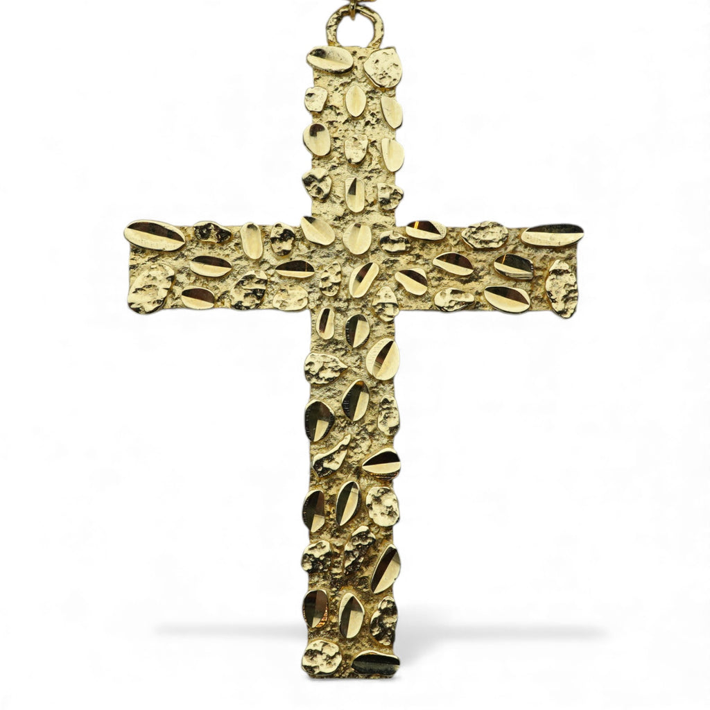 14k Yellow Gold Nugget Cross