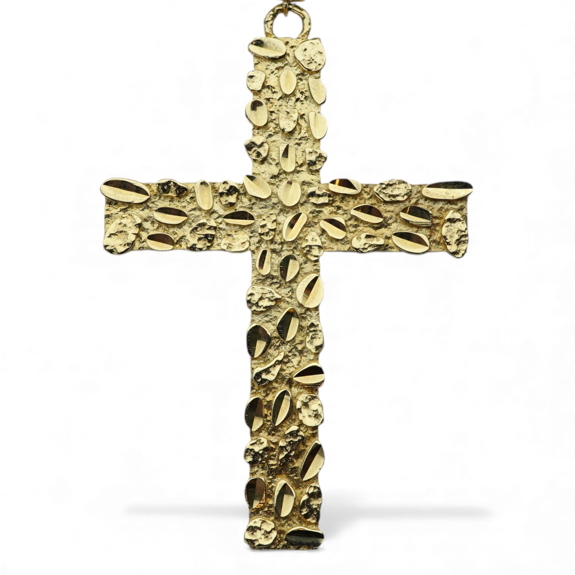 14k Yellow Gold Nugget Cross