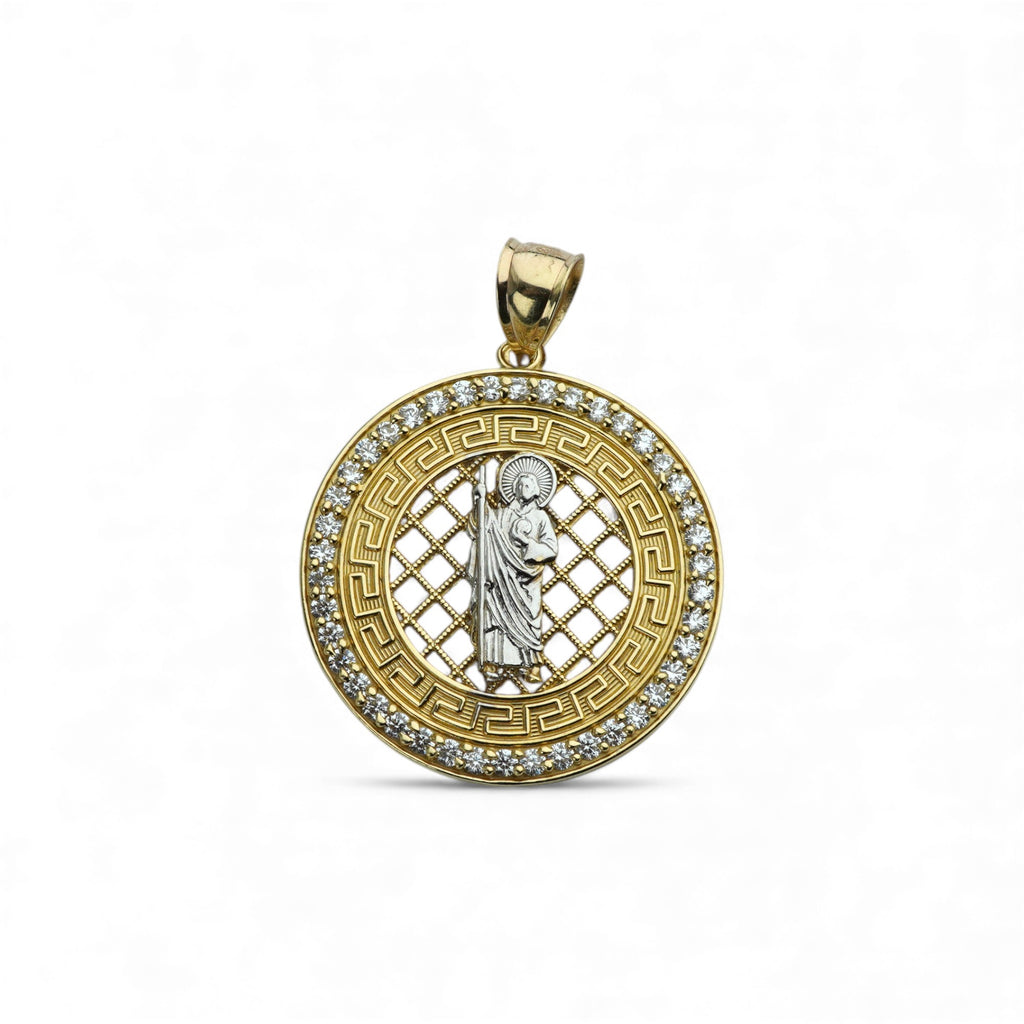 14k San Judas Round Pendant