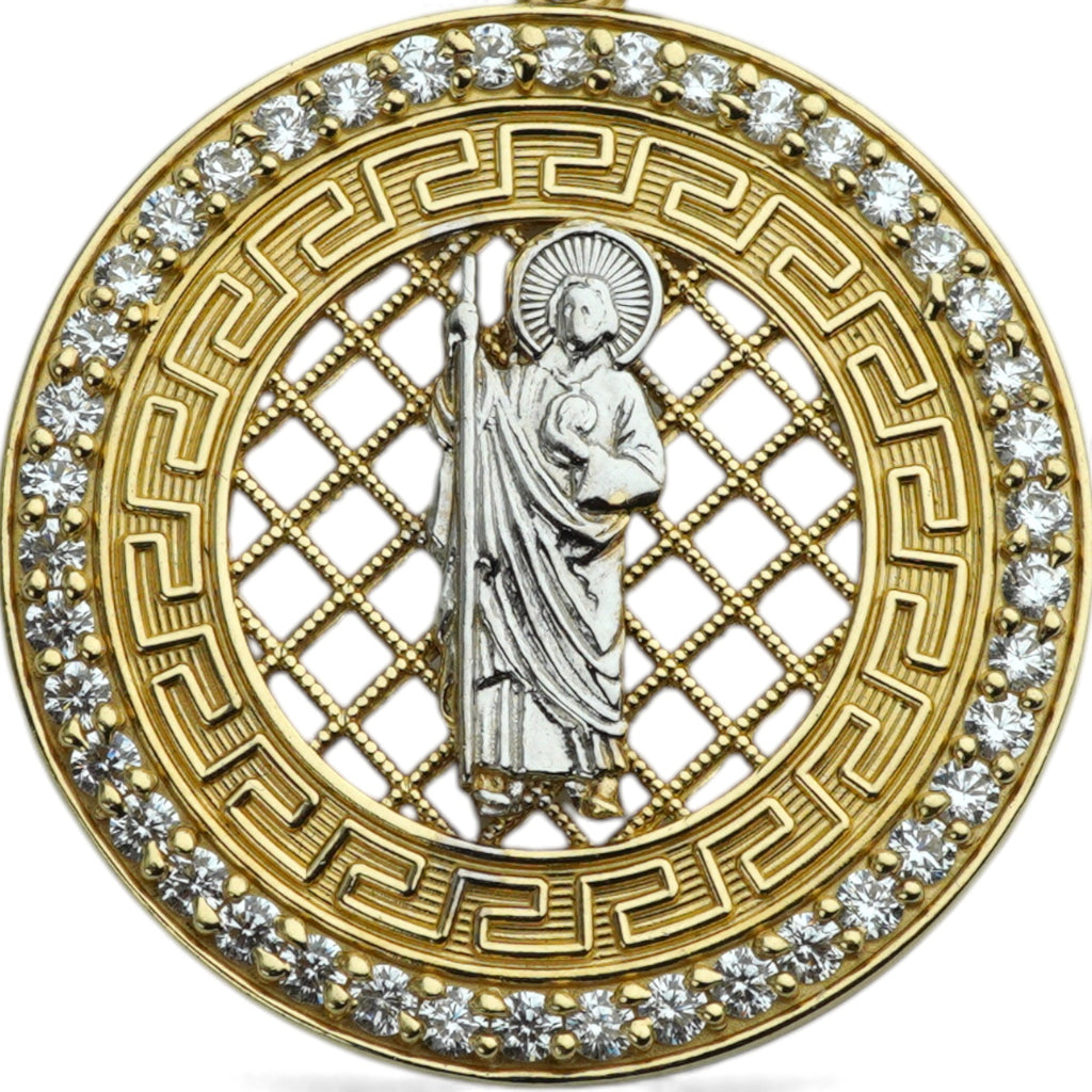 14k San Judas Round Pendant
