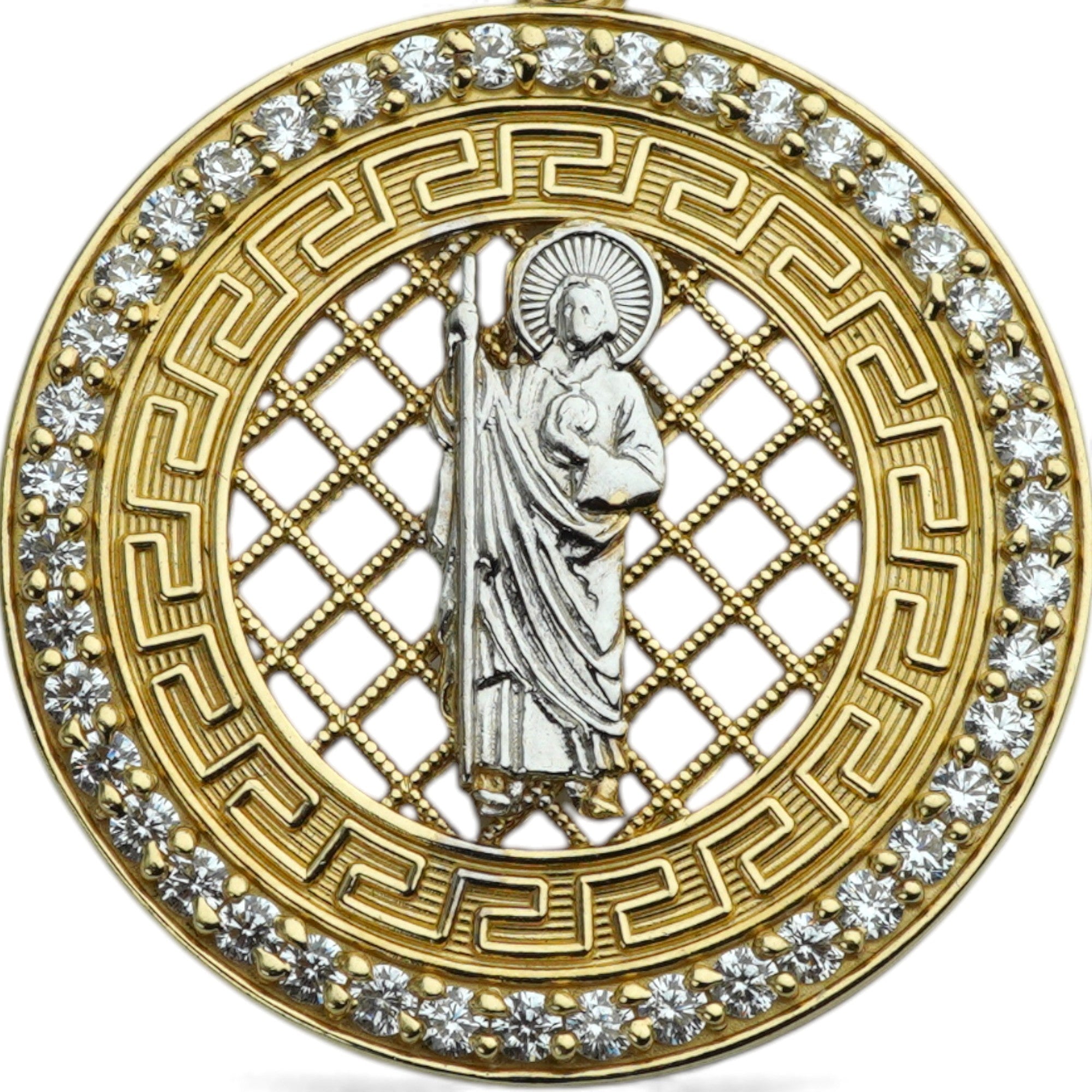 14k San Judas Round Pendant