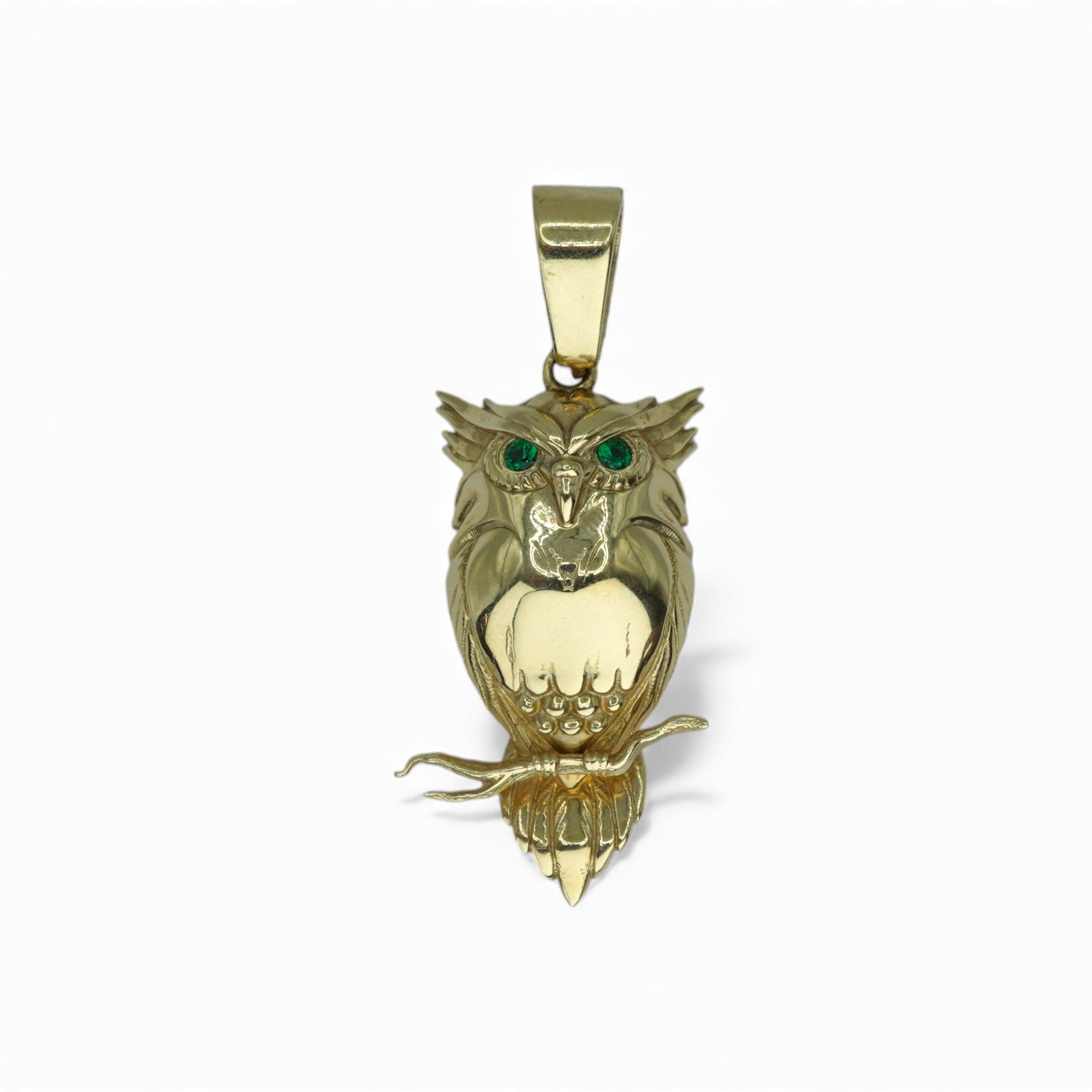 14k Yellow Gold Owl Pendant
