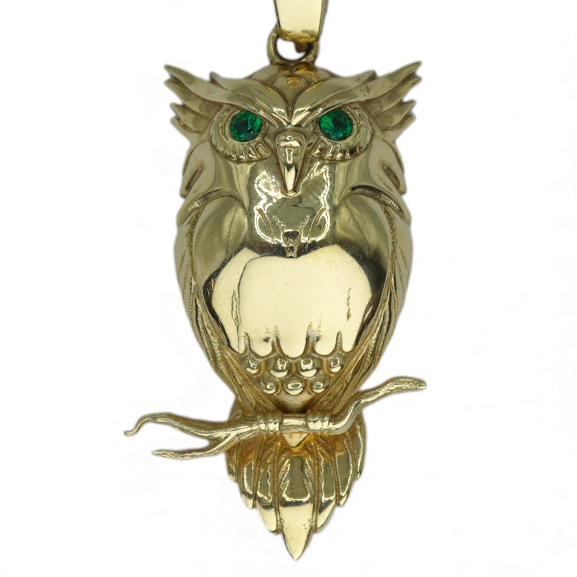 14k Yellow Gold Owl Pendant