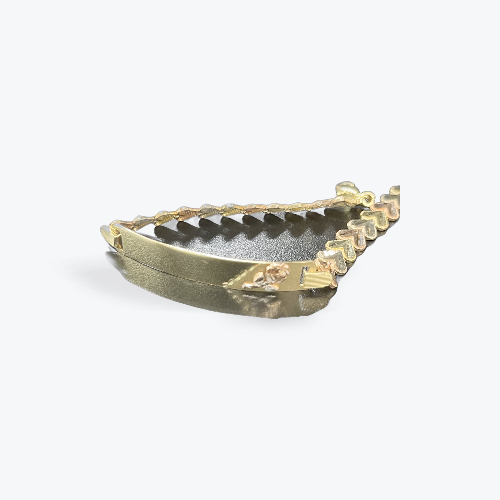 14k Tri-color Heart Bracelet 7"