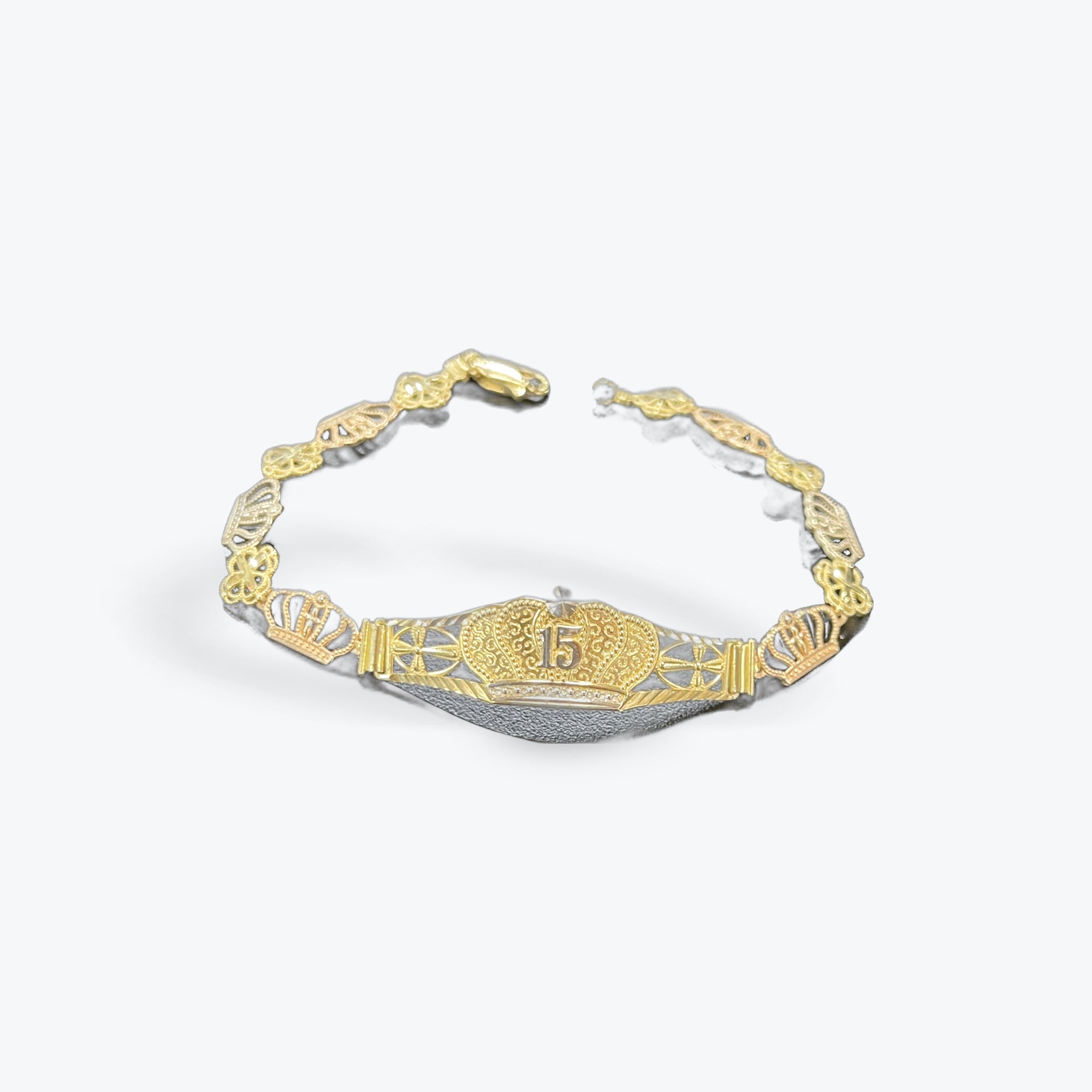 14k Tri-color 15años Bracelet 7"