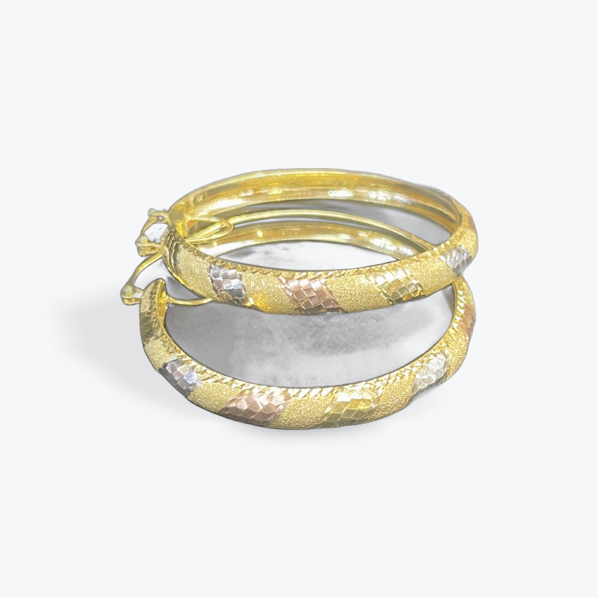 14K Tri-Color Gold Hoop 6mm 1.5"