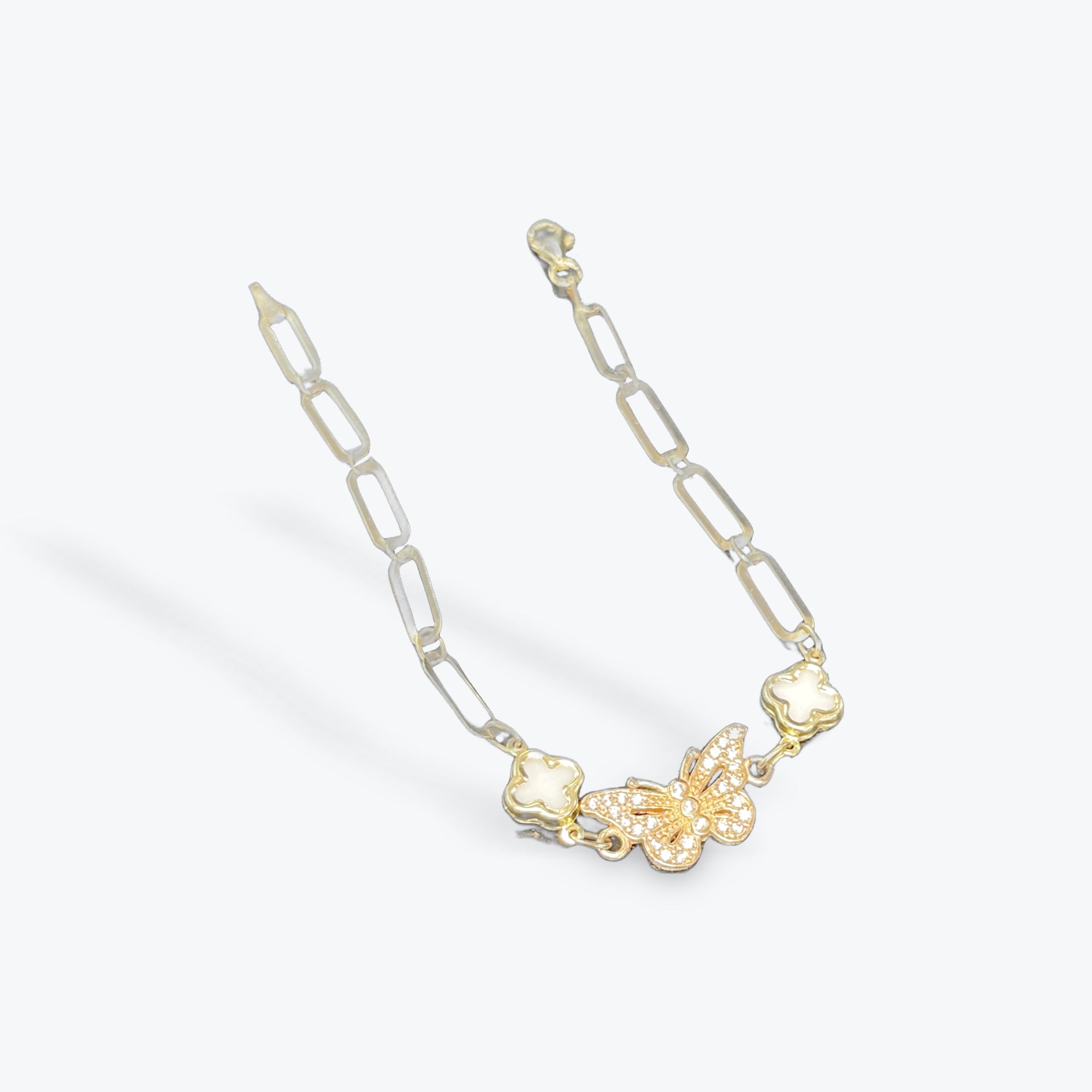 14k Two-tone Butterfly Bracelet 7"