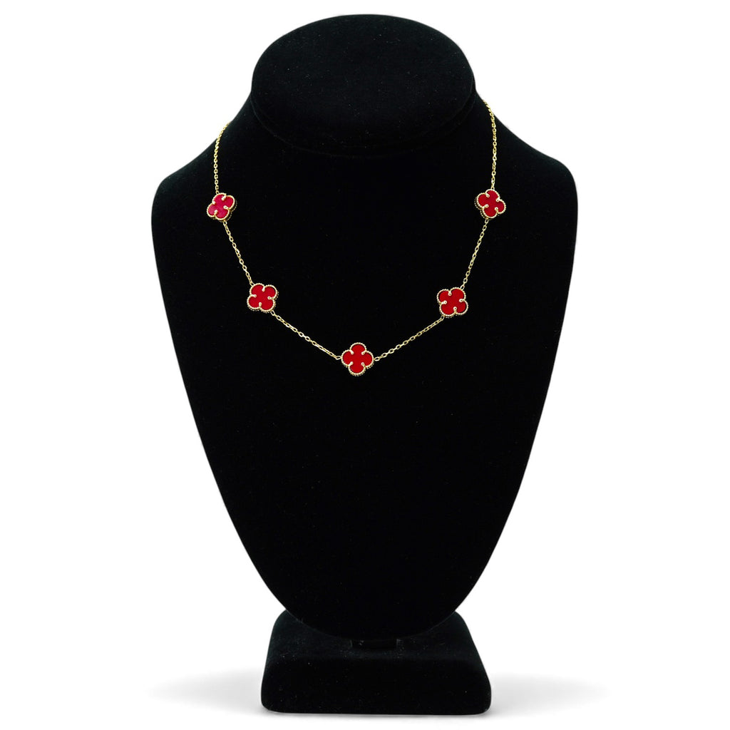 14k 5 cloves red chain