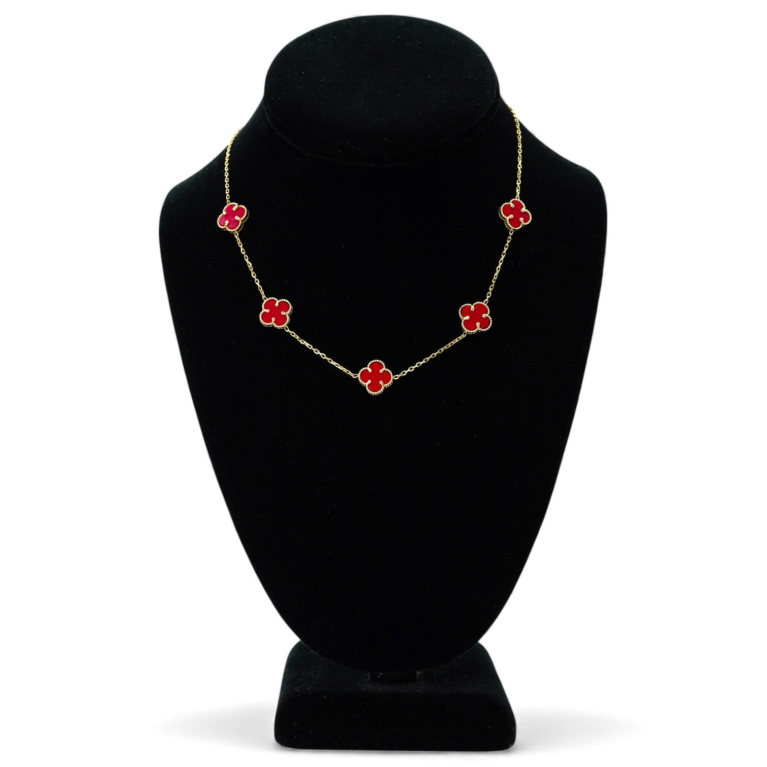 14k 5 cloves red chain