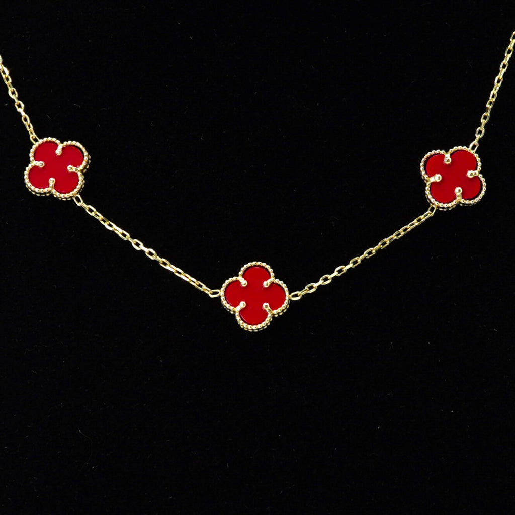 14k 5 cloves red chain