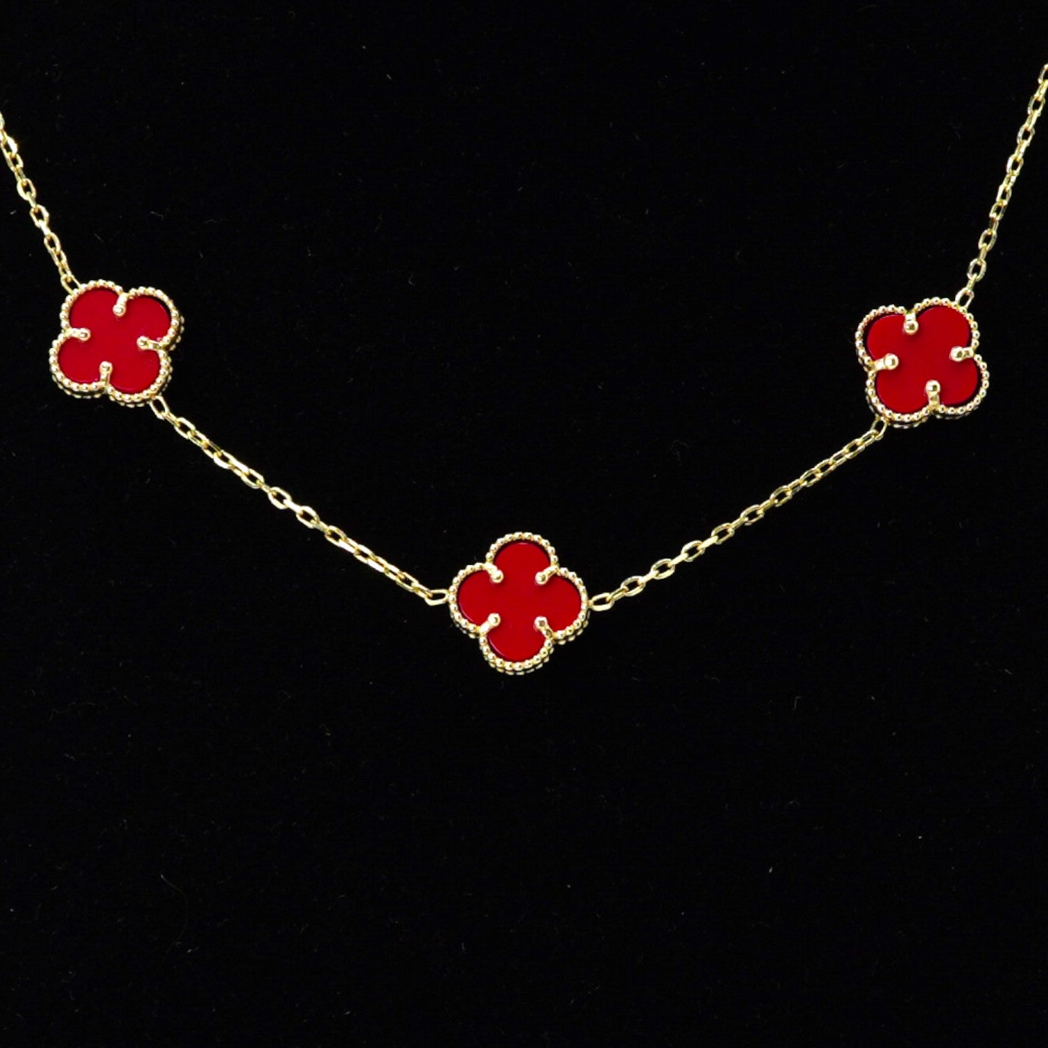 14k 5 cloves red chain