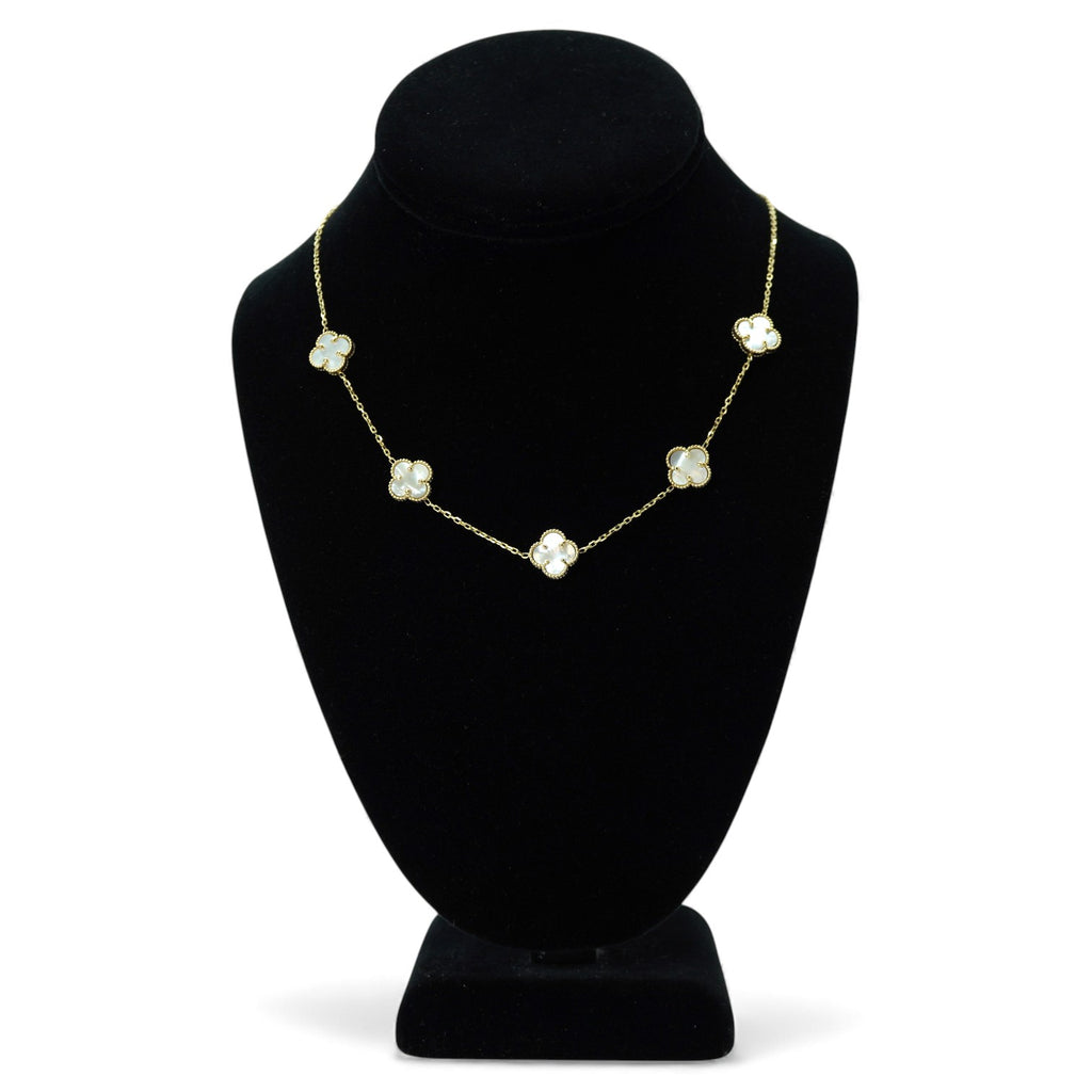14k 5 cloves White Chain