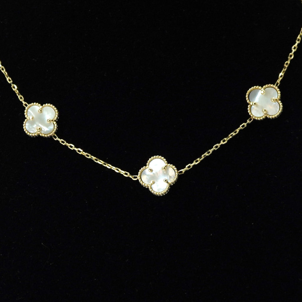 14k 5 cloves White Chain